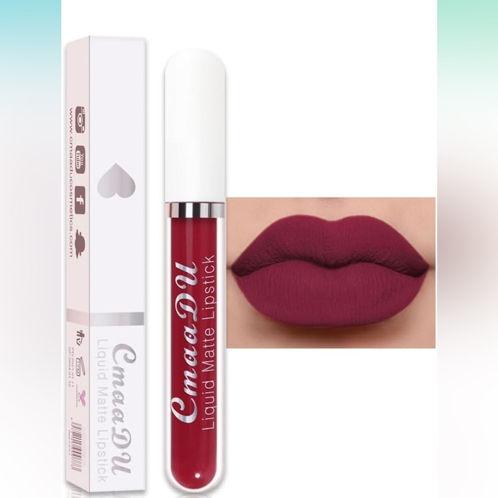 CmaaDu (12) Plum Purple Liquid Matte Lipstick. 24 Hour Lips.  #12